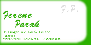 ferenc parak business card